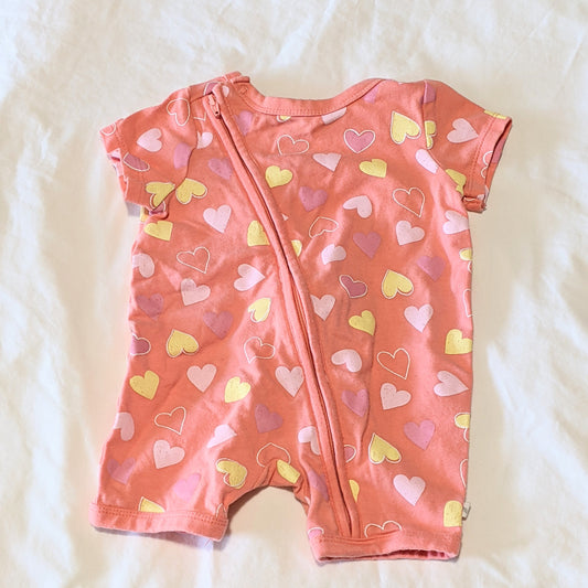 Pink and yellow heart romper - size 000