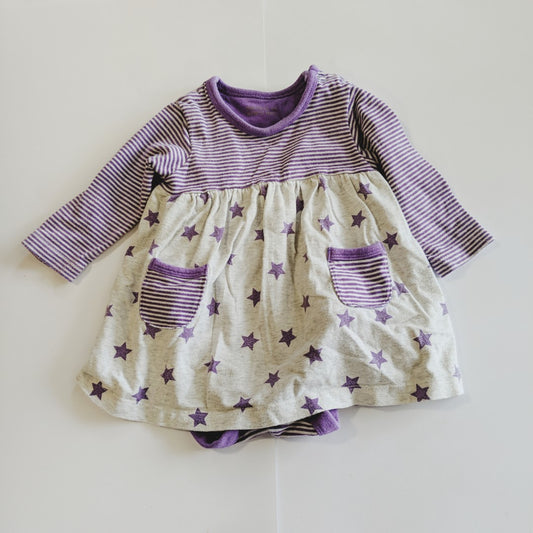 Purple stripey starry dress with bodysuit - size 00