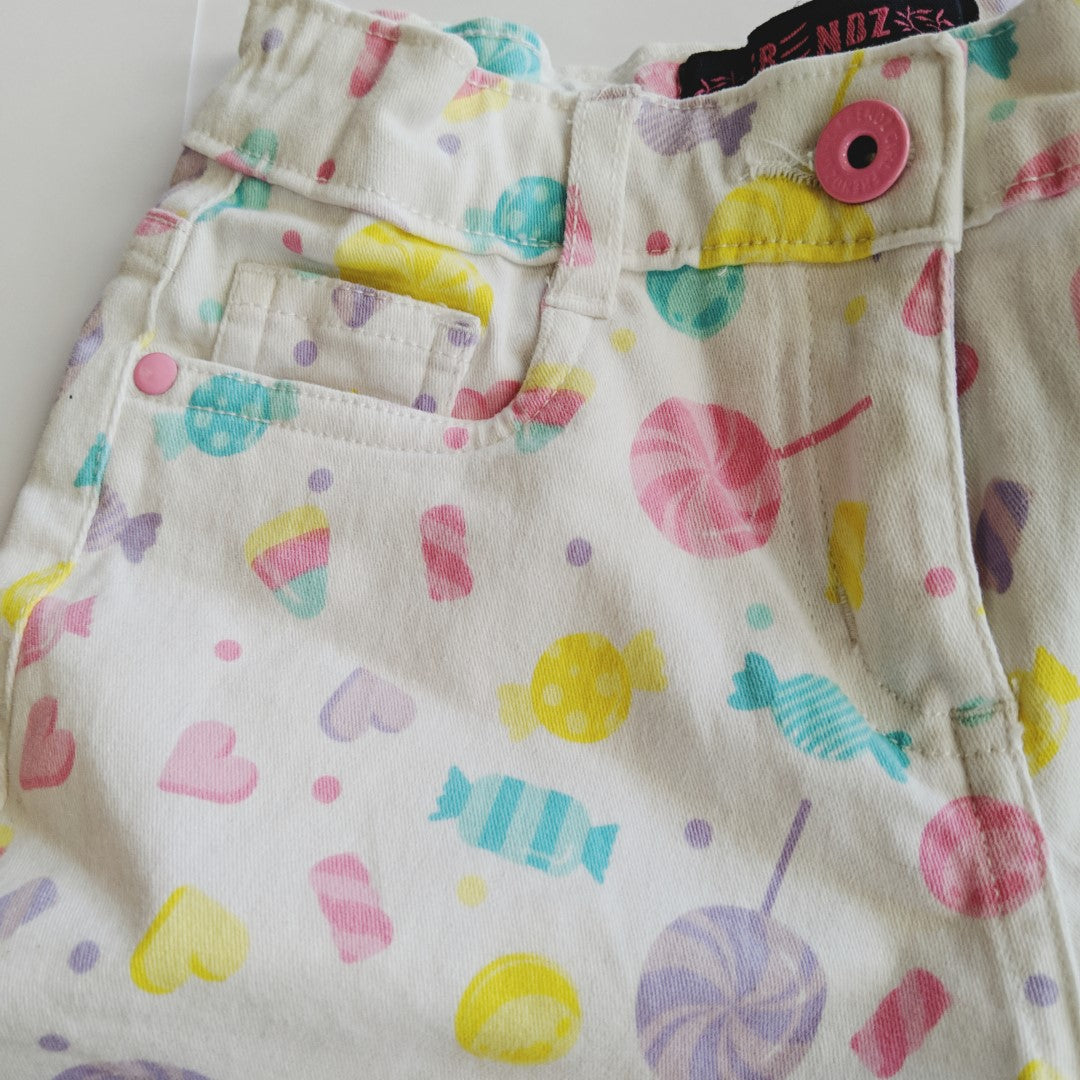 Rainbow lolly denim shorts - size 4