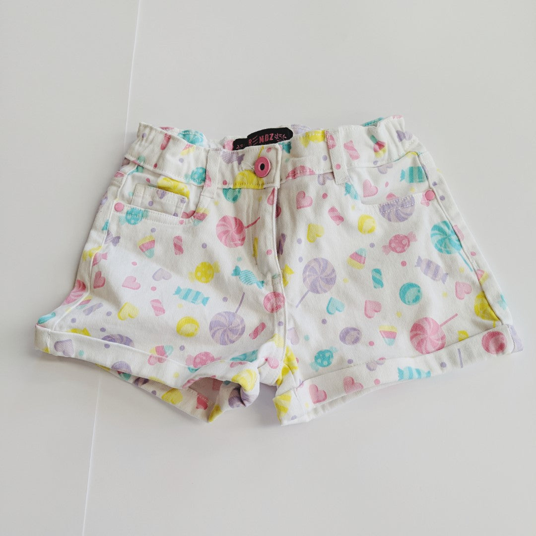 Rainbow lolly denim shorts - size 4