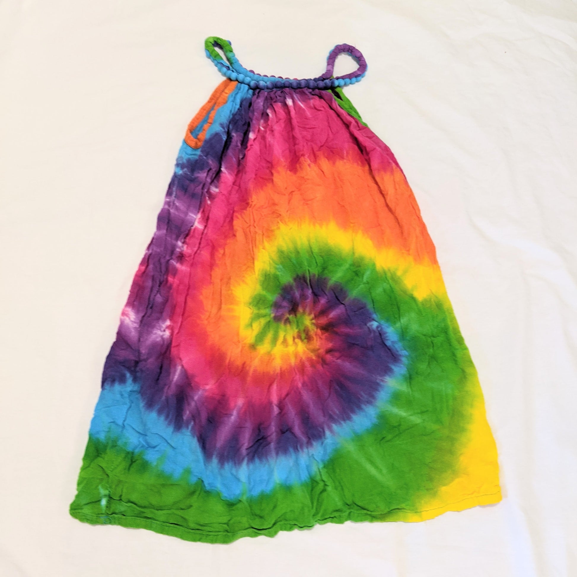 Rainbow tye-die shirt/dress - size 8