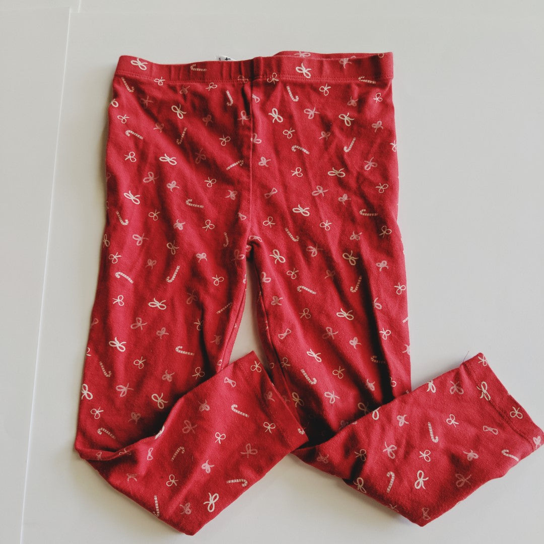 Red Christmas candycane leggings - size 4