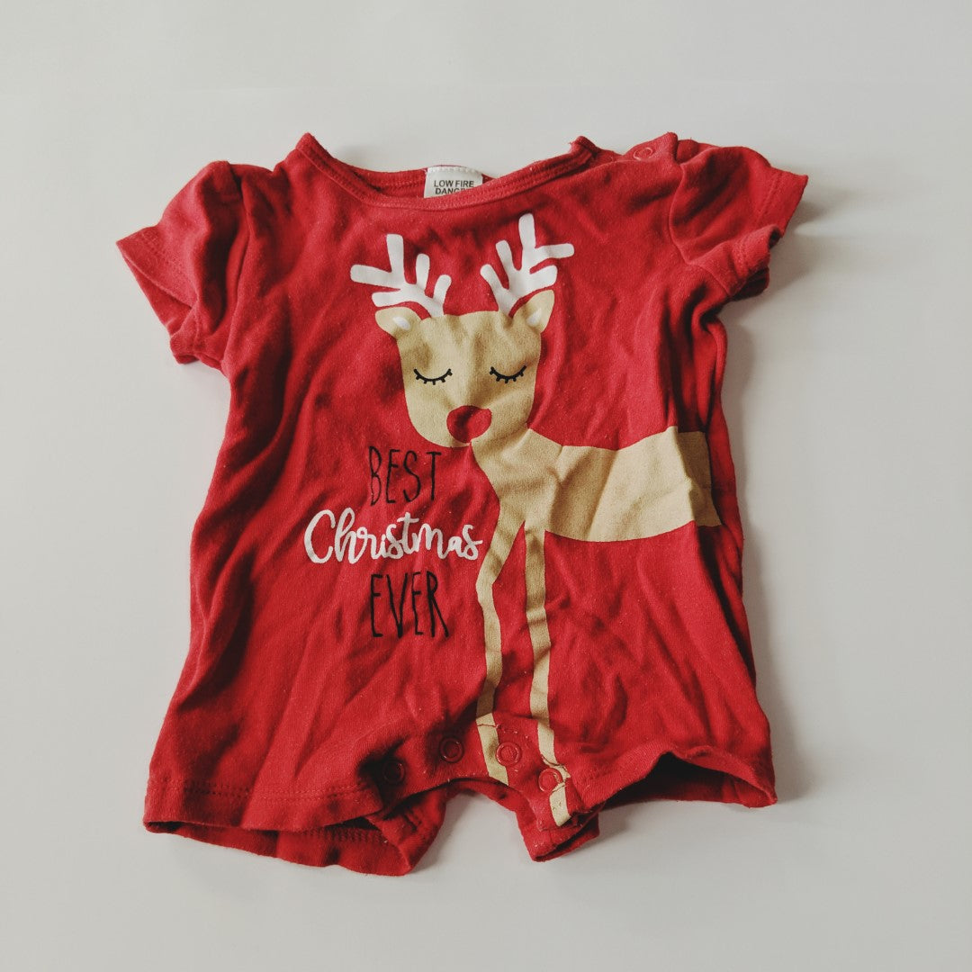 Red reindeer romper - size 000