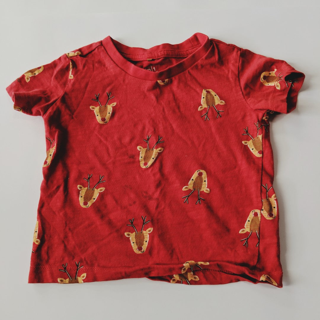 Red reindeer T-shirt - size 1