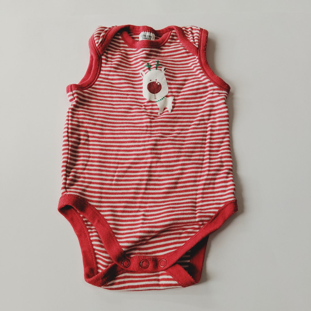 Red stripey reindeer bodysuit - size 00