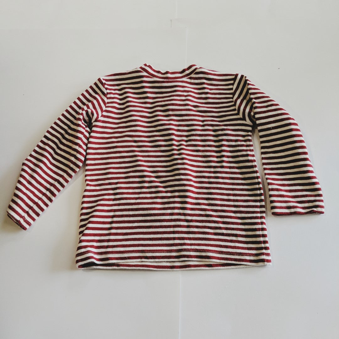 Red and white striped long sleeved skivvy shirt - size 1