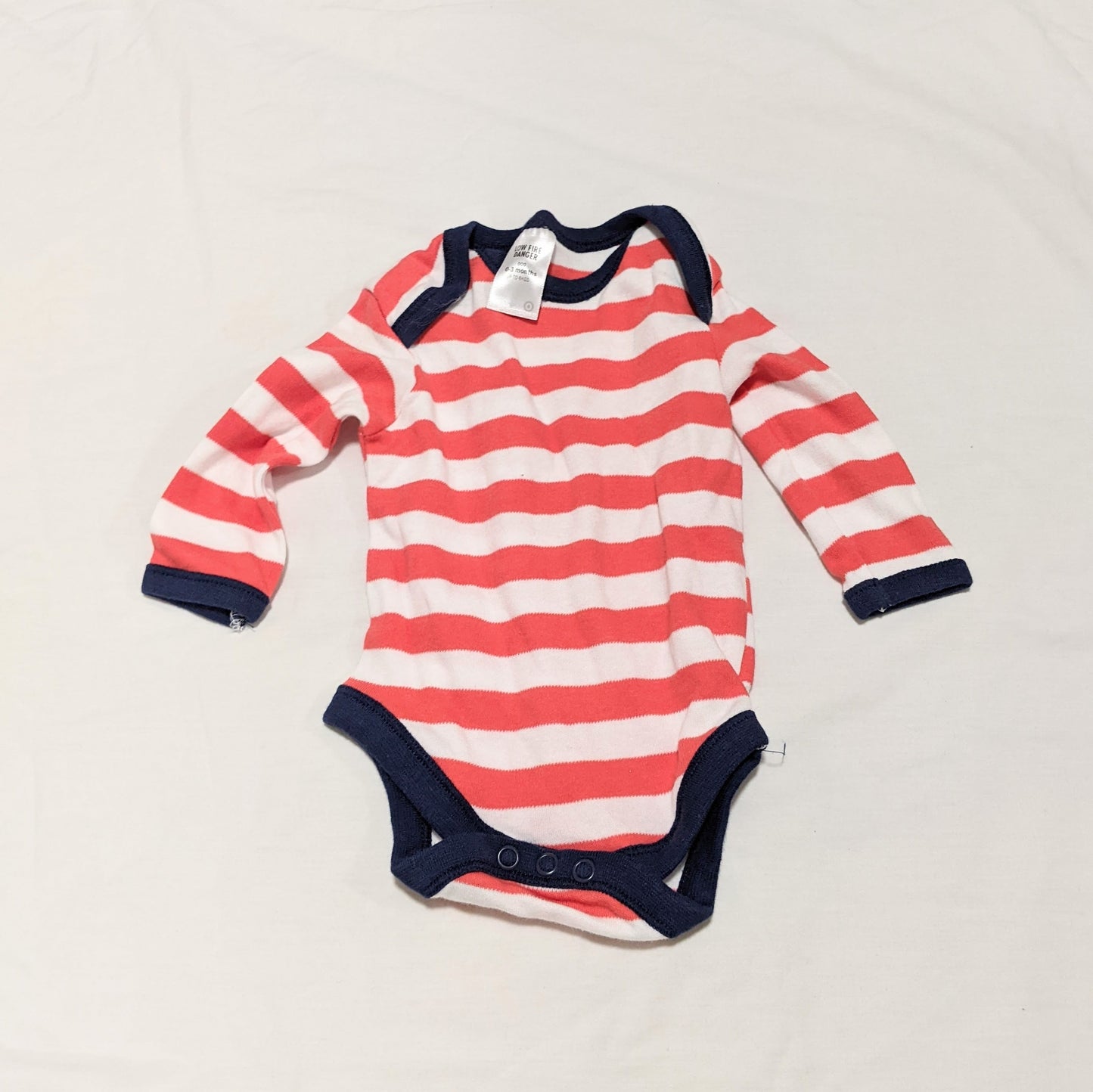 Red and white stripey long sleeved bodysuit - size 000