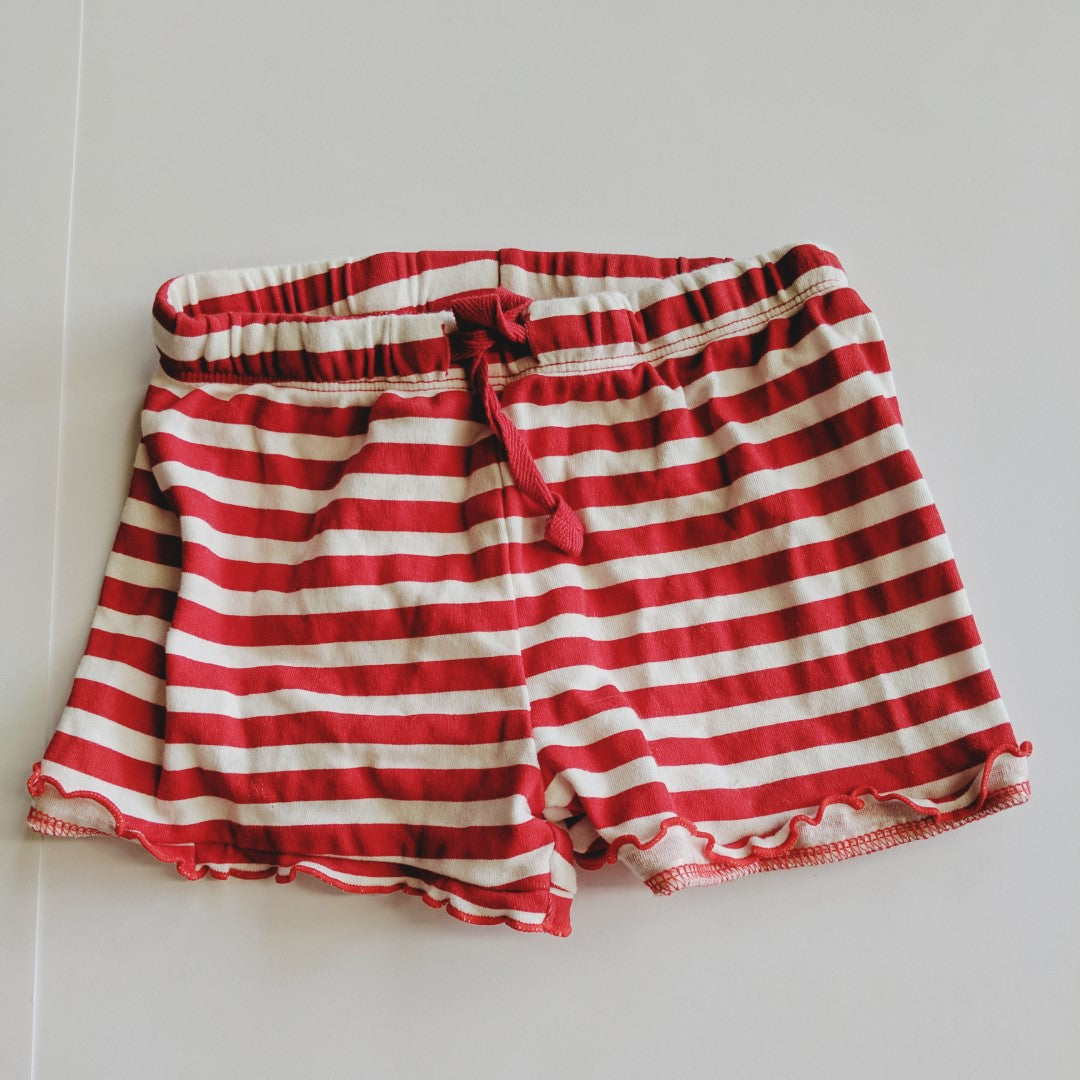 Red and white stripey shorts - size 4