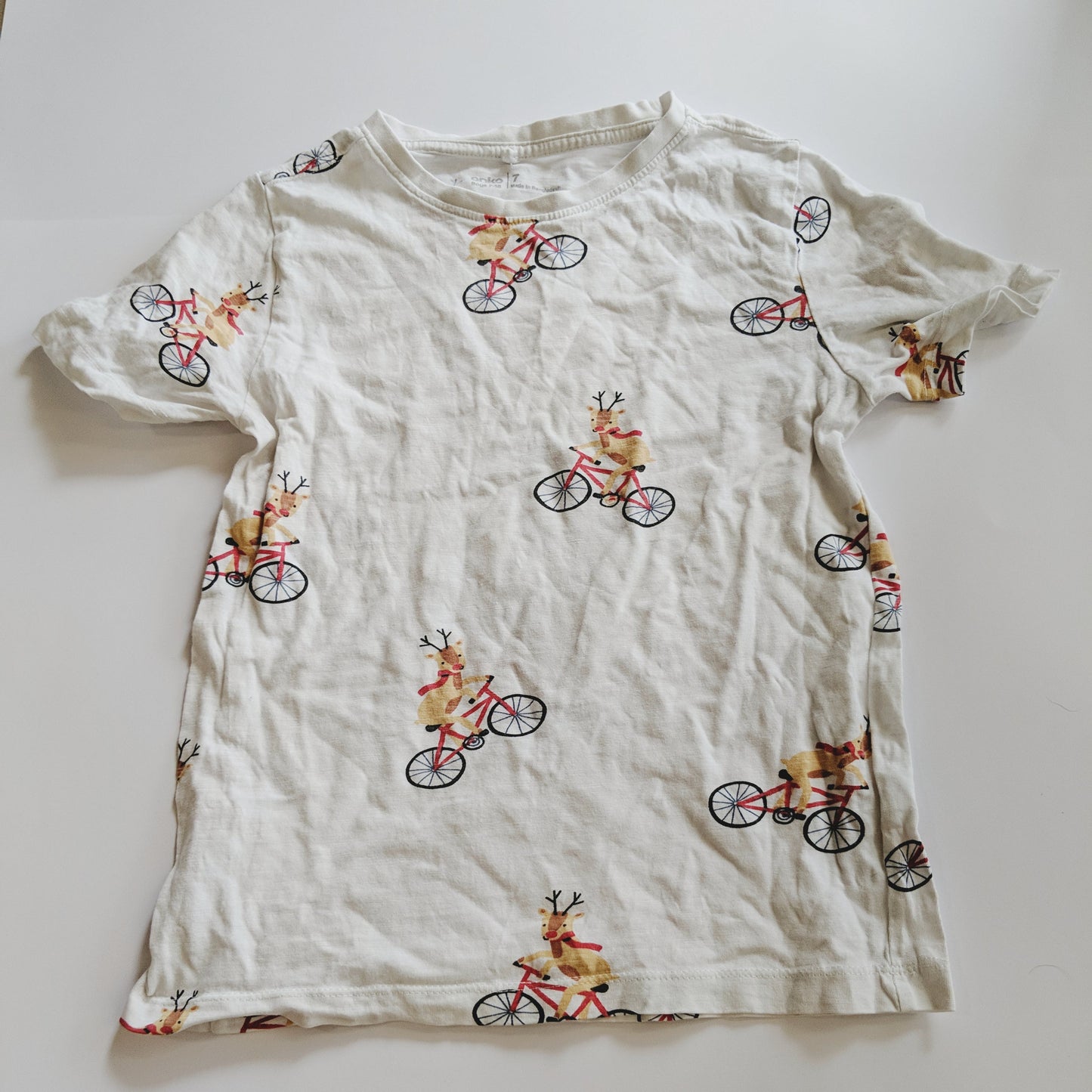 Reindeer bicycle T-shirt - size 7