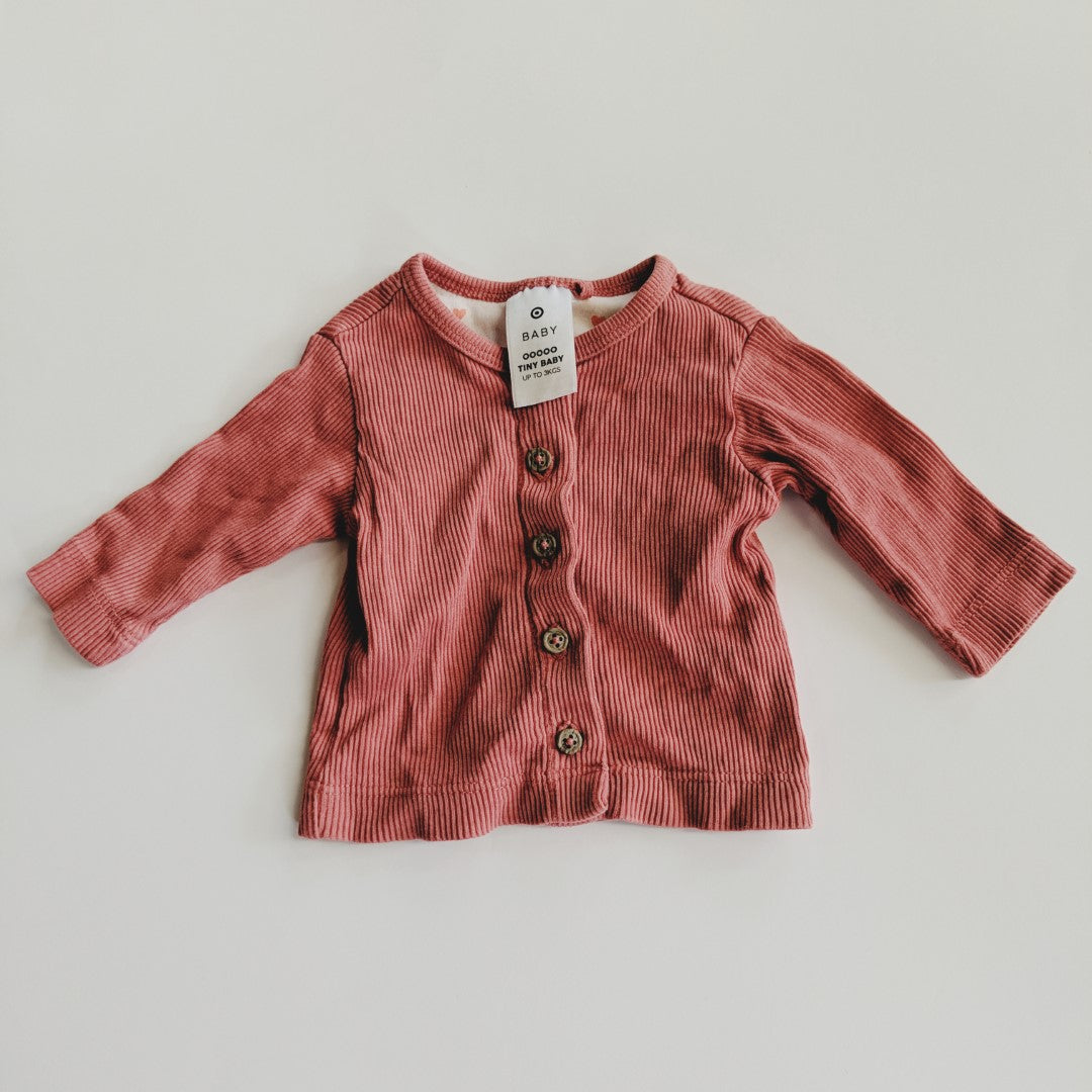 Ribbed pink button up shirt - size 00000