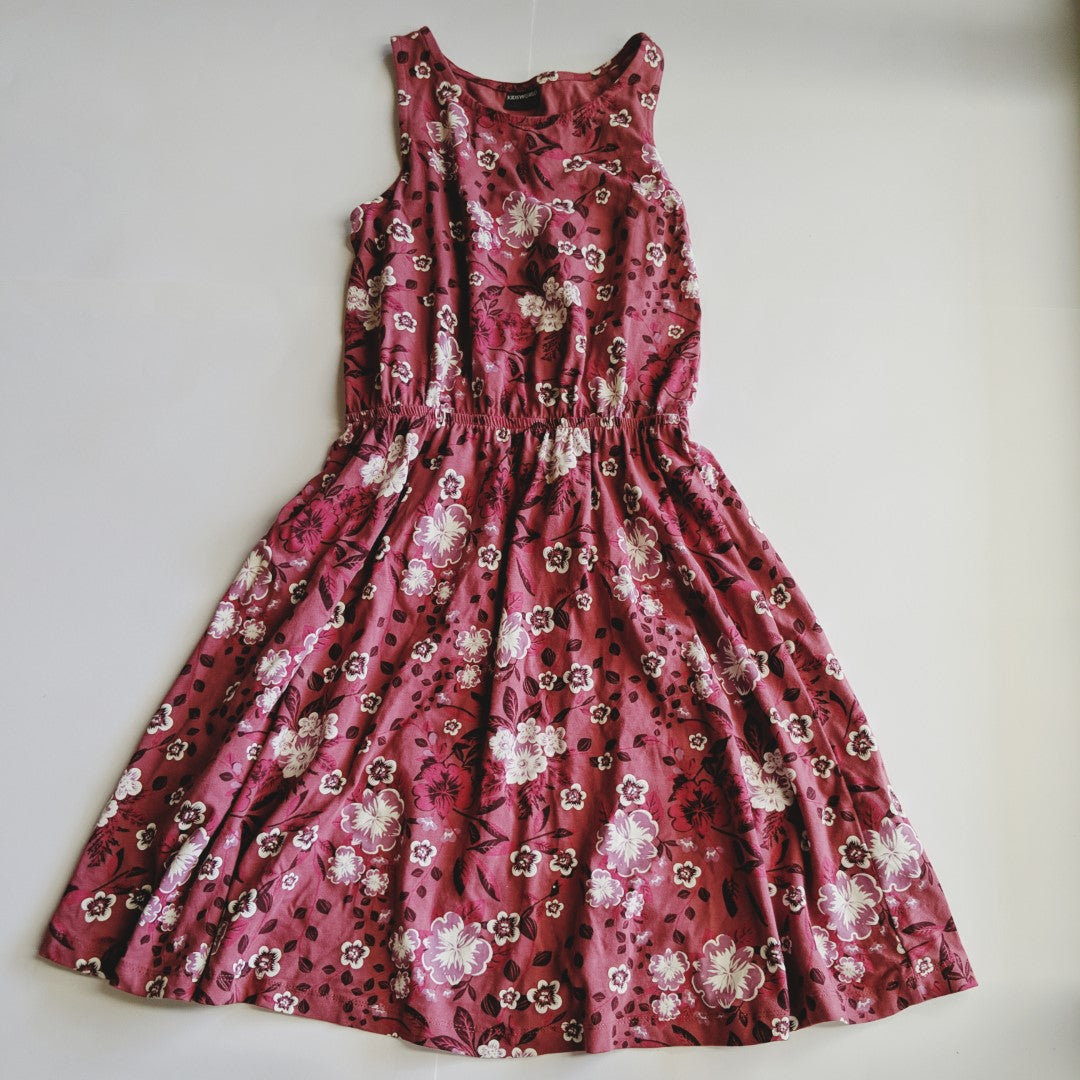 Rose red flowery dress - size 13