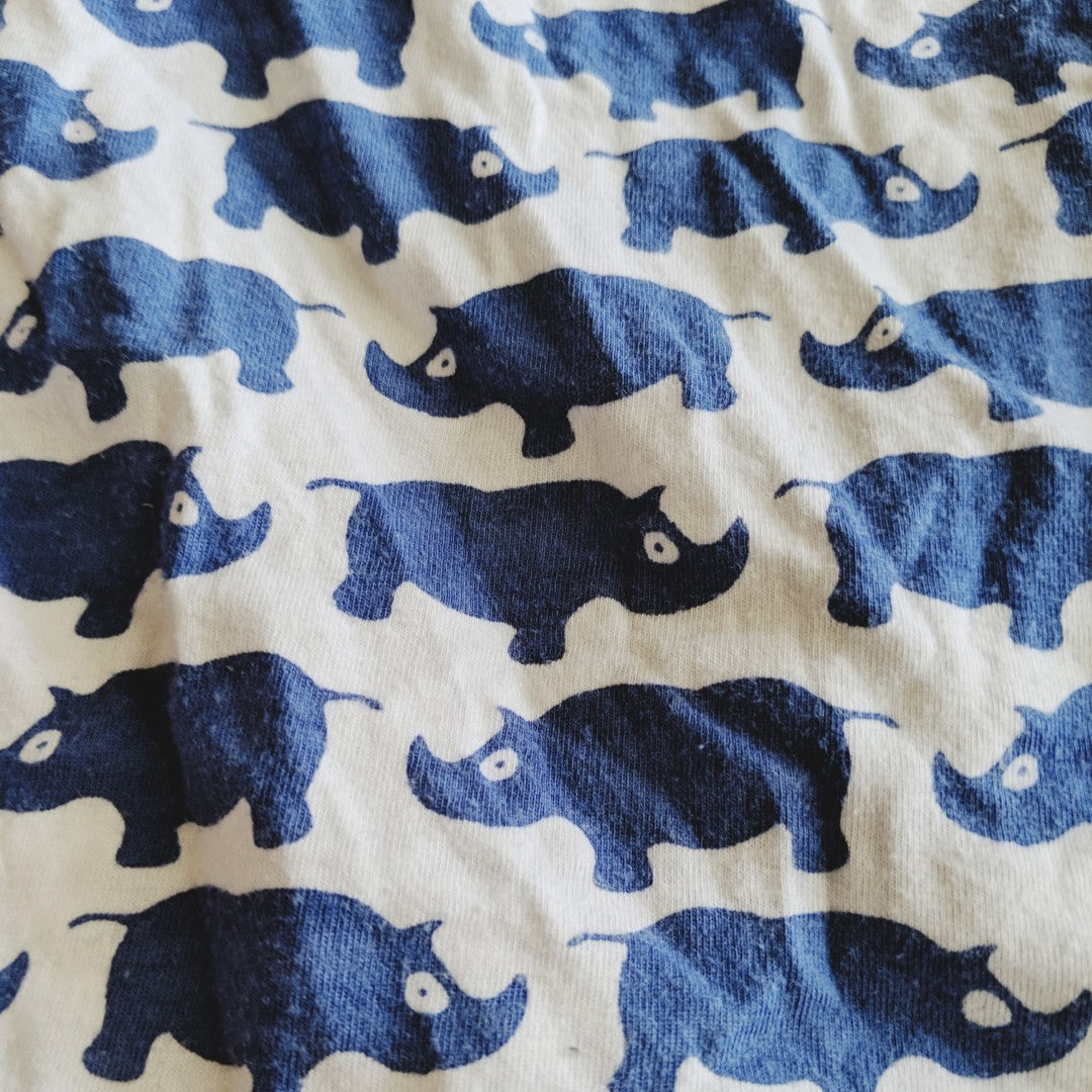 White and blue rhino print shirt - size 0