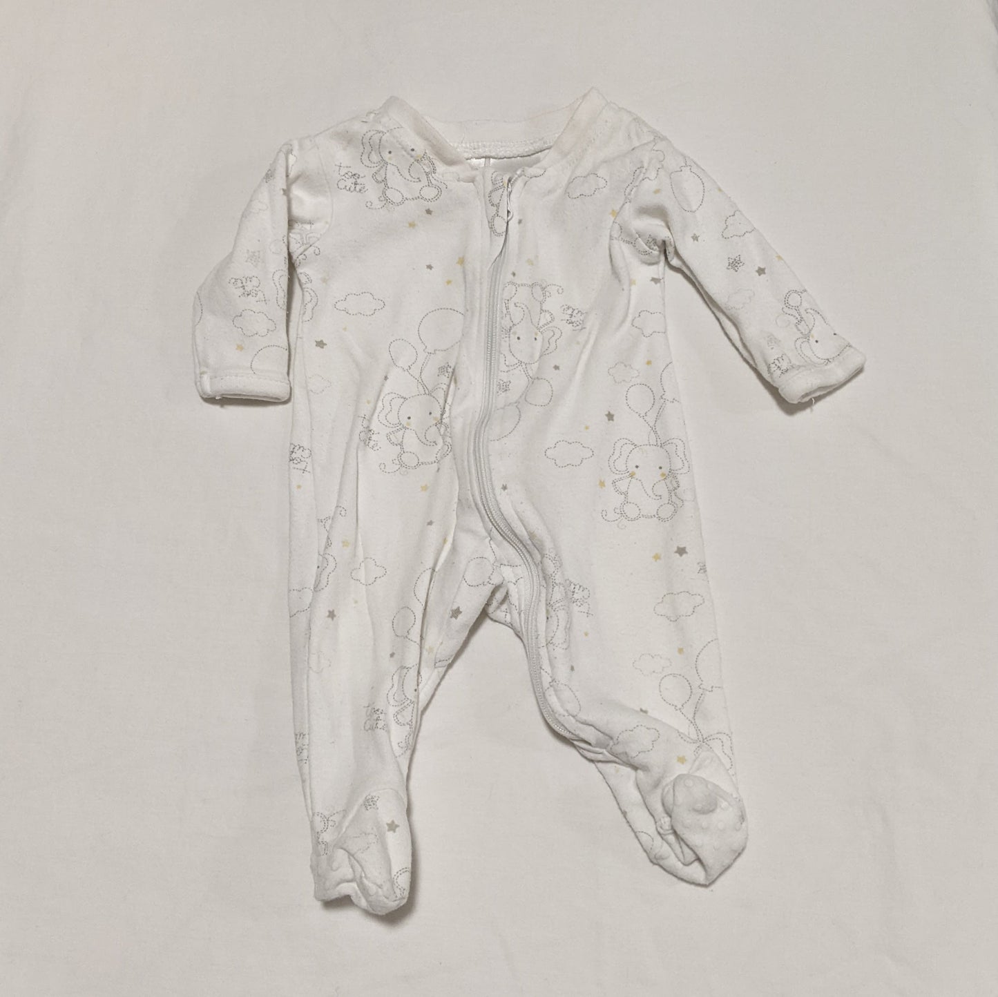 White onesie with elephant print - size 00000