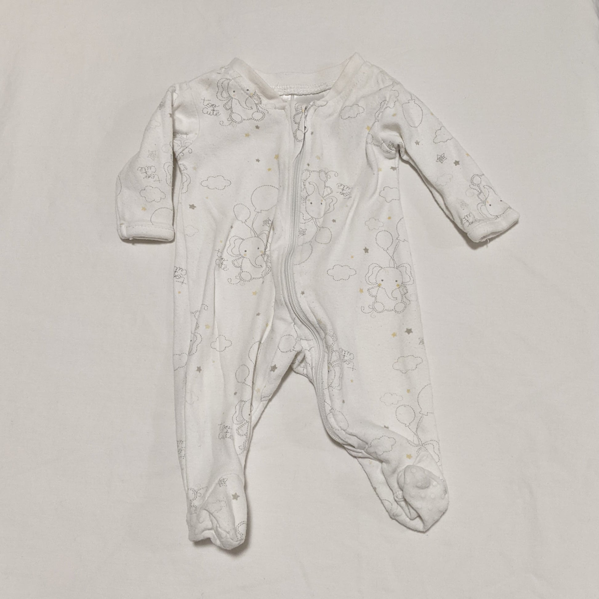 White onesie with elephant print - size 00000