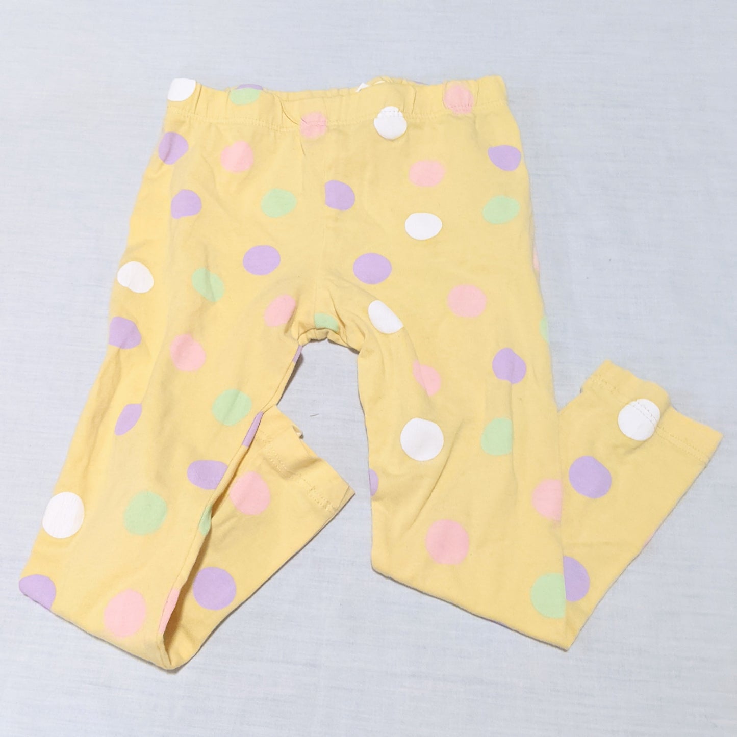 Yellow polkadot leggings - size 3