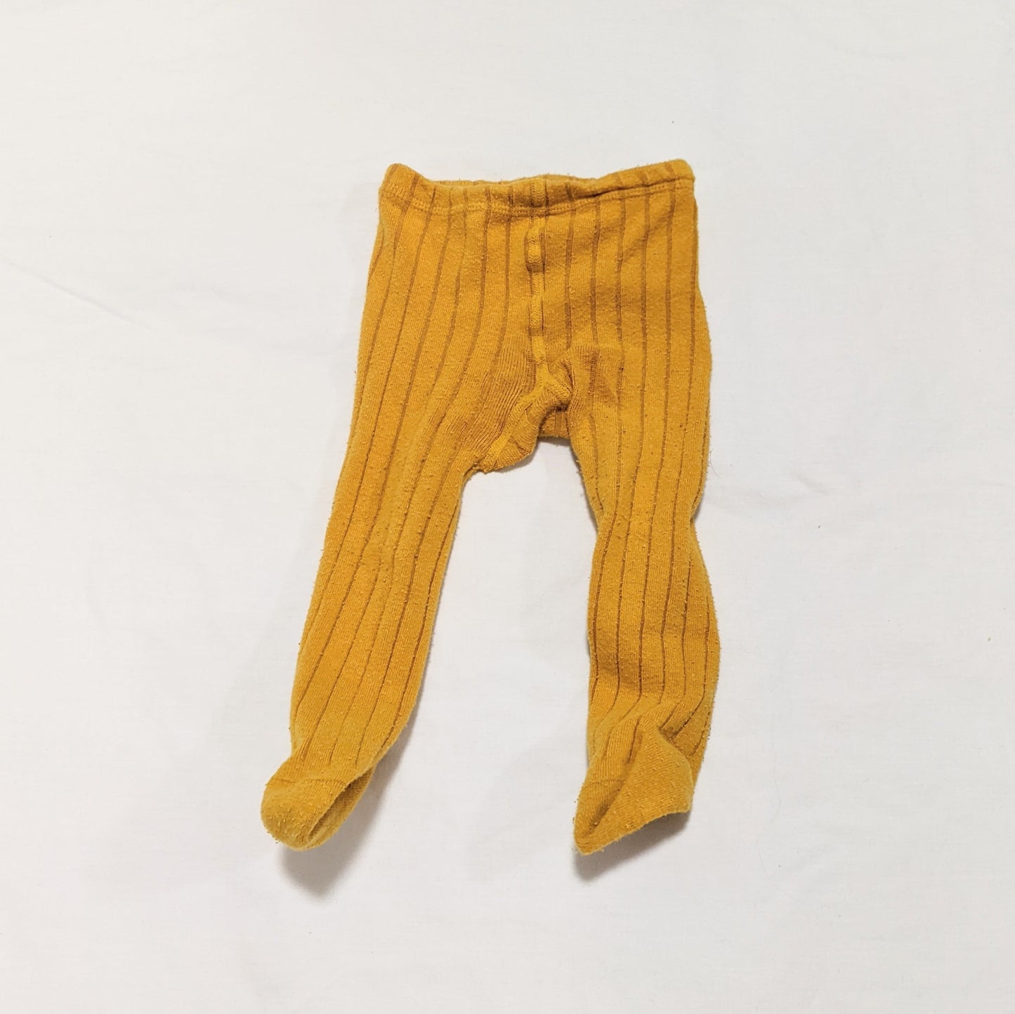 Yellow ribbed tights with feet - size 0